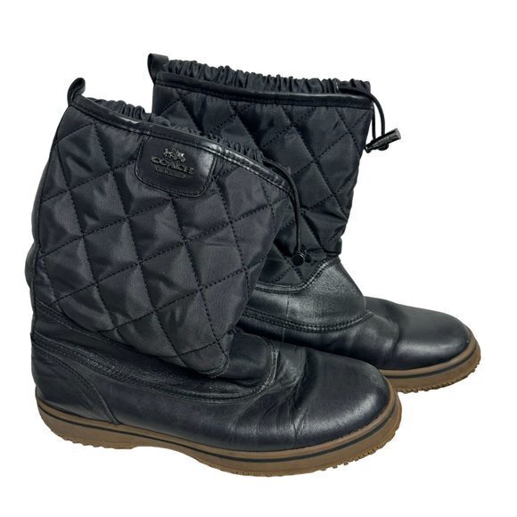Coach Womens 8B Samara‎ Black Quilted Mid Calf Boots - Picture 1 of 13